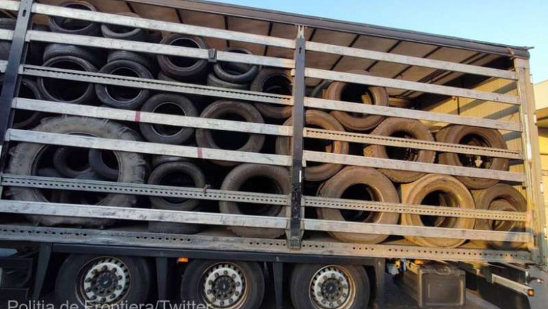 Un transport cu peste 23 de tone de cauciucuri uzate, oprit să intre în țară